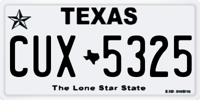 TX license plate CUX5325