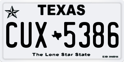 TX license plate CUX5386