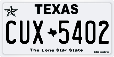 TX license plate CUX5402