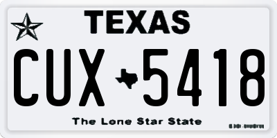 TX license plate CUX5418