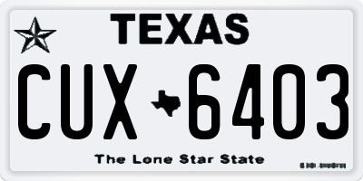 TX license plate CUX6403