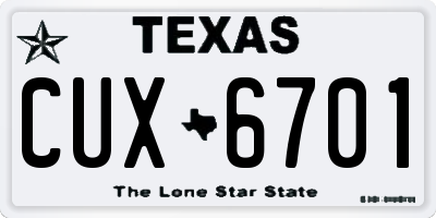 TX license plate CUX6701