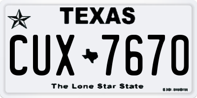 TX license plate CUX7670