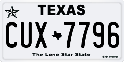 TX license plate CUX7796