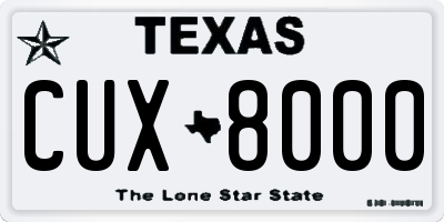TX license plate CUX8000