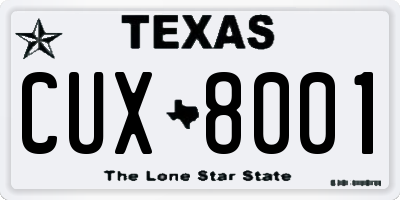 TX license plate CUX8001
