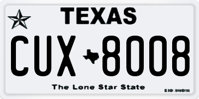 TX license plate CUX8008
