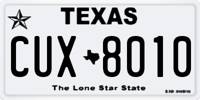 TX license plate CUX8010