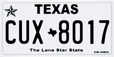 TX license plate CUX8017