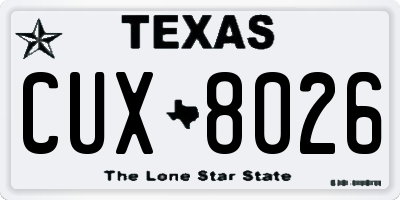 TX license plate CUX8026