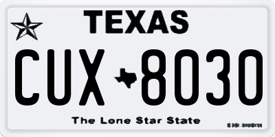 TX license plate CUX8030