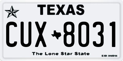 TX license plate CUX8031