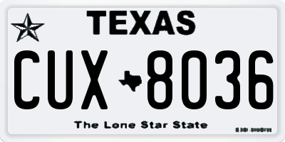 TX license plate CUX8036