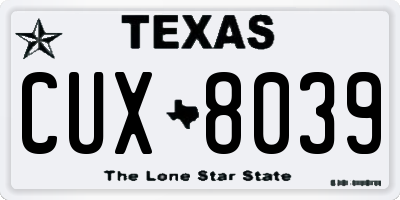 TX license plate CUX8039