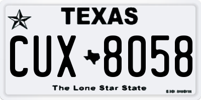 TX license plate CUX8058