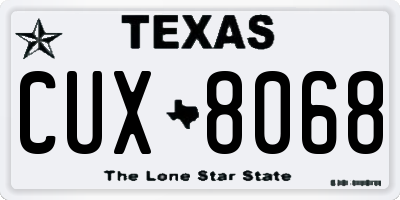 TX license plate CUX8068