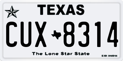 TX license plate CUX8314