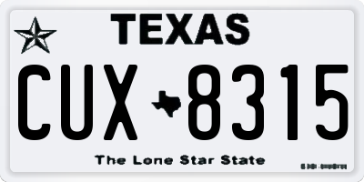 TX license plate CUX8315
