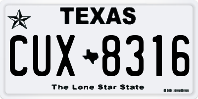 TX license plate CUX8316