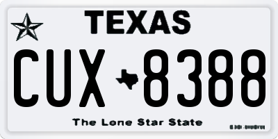 TX license plate CUX8388