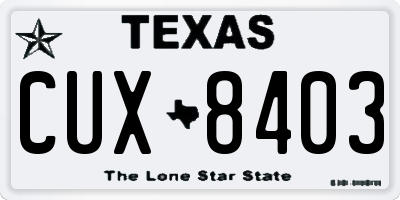 TX license plate CUX8403