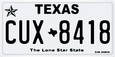 TX license plate CUX8418