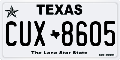 TX license plate CUX8605