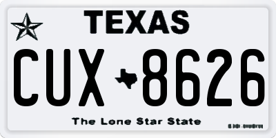 TX license plate CUX8626