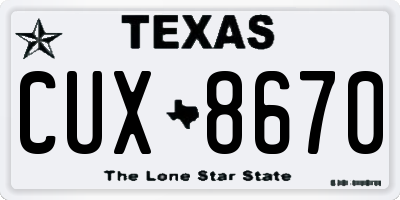 TX license plate CUX8670