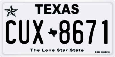 TX license plate CUX8671