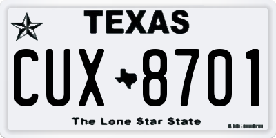 TX license plate CUX8701
