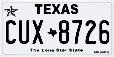 TX license plate CUX8726
