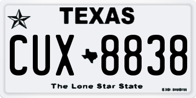 TX license plate CUX8838