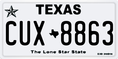 TX license plate CUX8863
