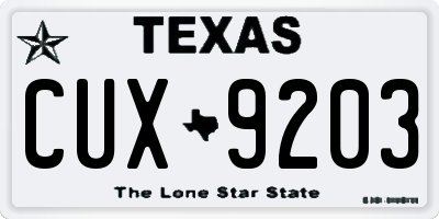TX license plate CUX9203