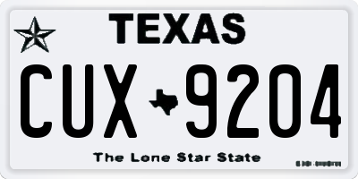 TX license plate CUX9204