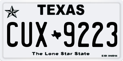 TX license plate CUX9223