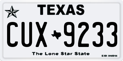 TX license plate CUX9233