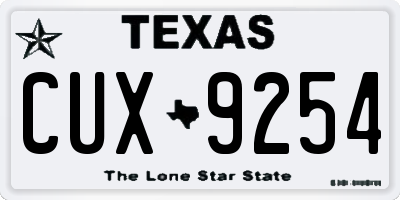 TX license plate CUX9254