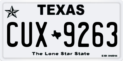 TX license plate CUX9263