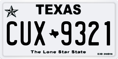 TX license plate CUX9321