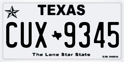 TX license plate CUX9345