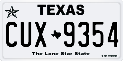 TX license plate CUX9354