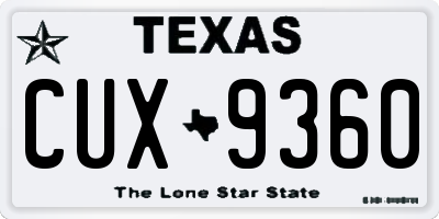 TX license plate CUX9360