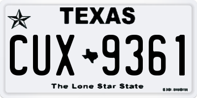 TX license plate CUX9361
