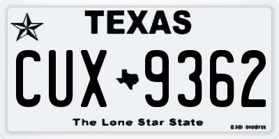 TX license plate CUX9362