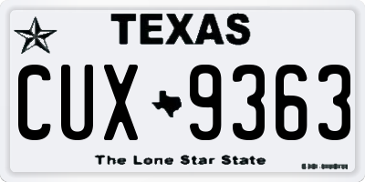 TX license plate CUX9363