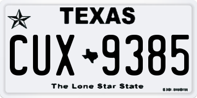 TX license plate CUX9385