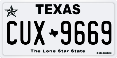 TX license plate CUX9669