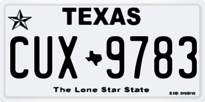 TX license plate CUX9783